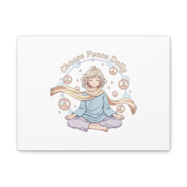 Choose Peace Daily Canvas Wall Art — Meditating Girl Yoga Print