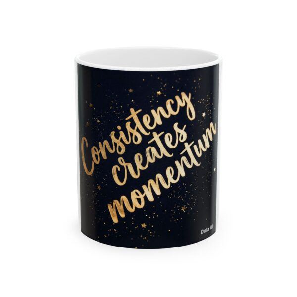 Motivational Coffee Mug — "Consistency Creates Momentum" Inspirational Ceramic Mug (11oz/15oz)