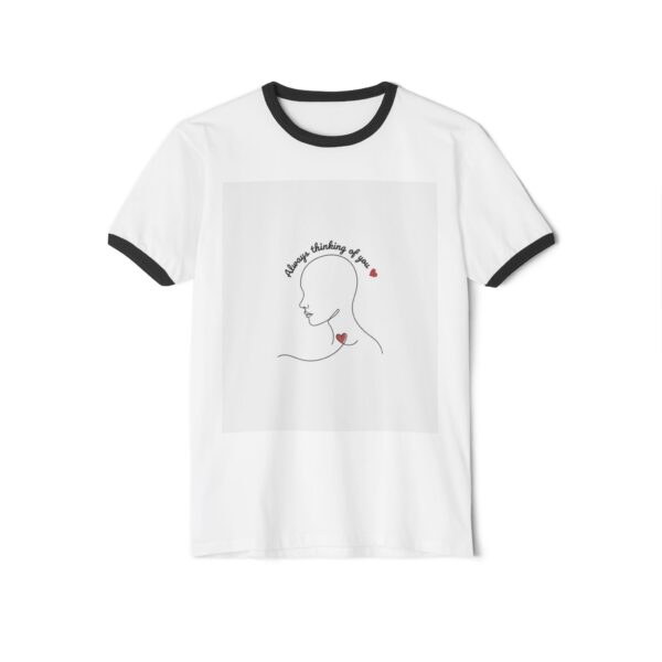 Thinking of You Ringer T‑Shirt — Minimal Line Art with Heart