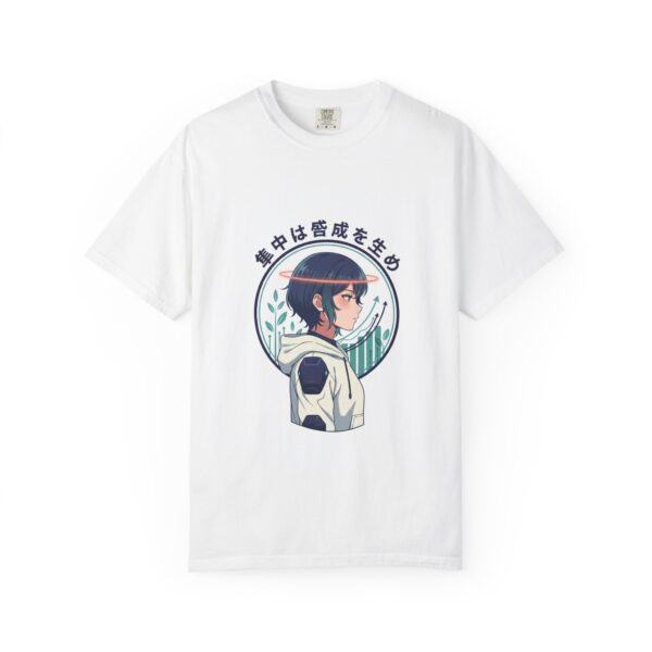 Anime Girl Profile T‑Shirt — Japanese Text Circle Graphic Tee