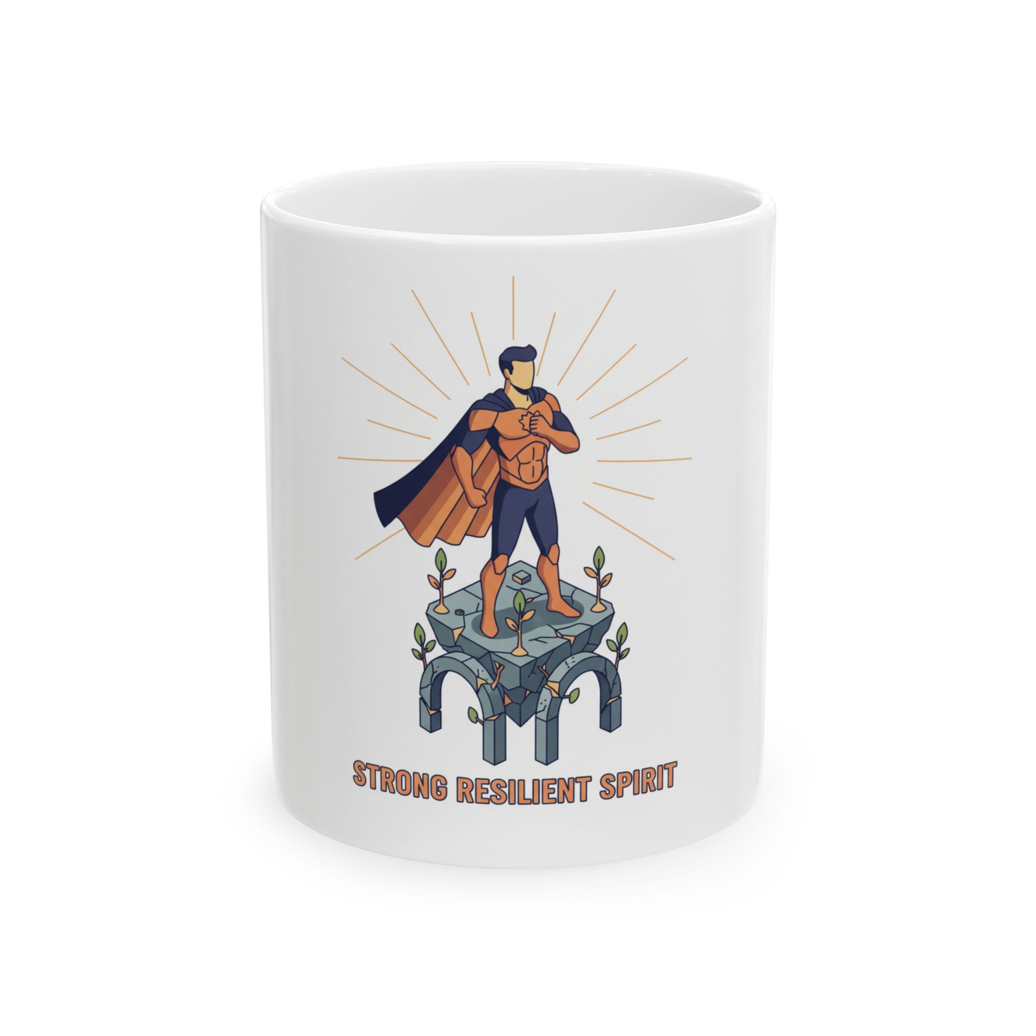 Strong Resilient Spirit Ceramic Mug — Superhero Inspirational Coffee Cup (11oz/15oz)
