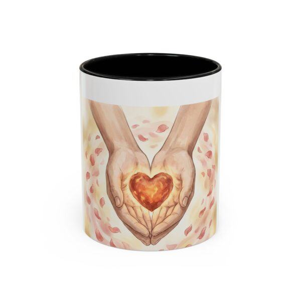 Heart in Hands Accent Coffee Mug — Warm Autumn Love Ceramic Mug (11/15oz)