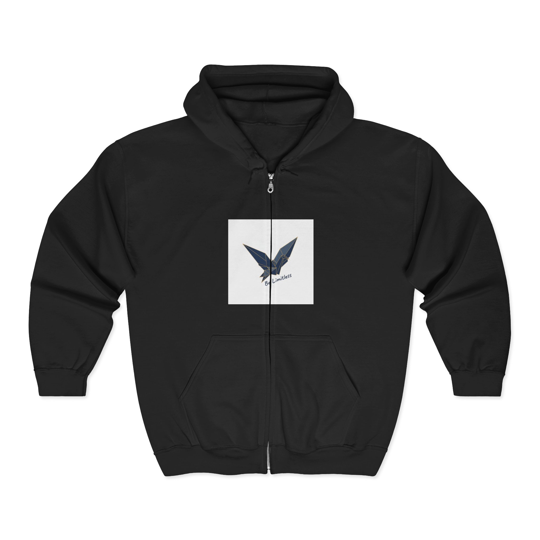 Dark Eagle Zip Hoodie - Minimalist Flying Bird Graphic