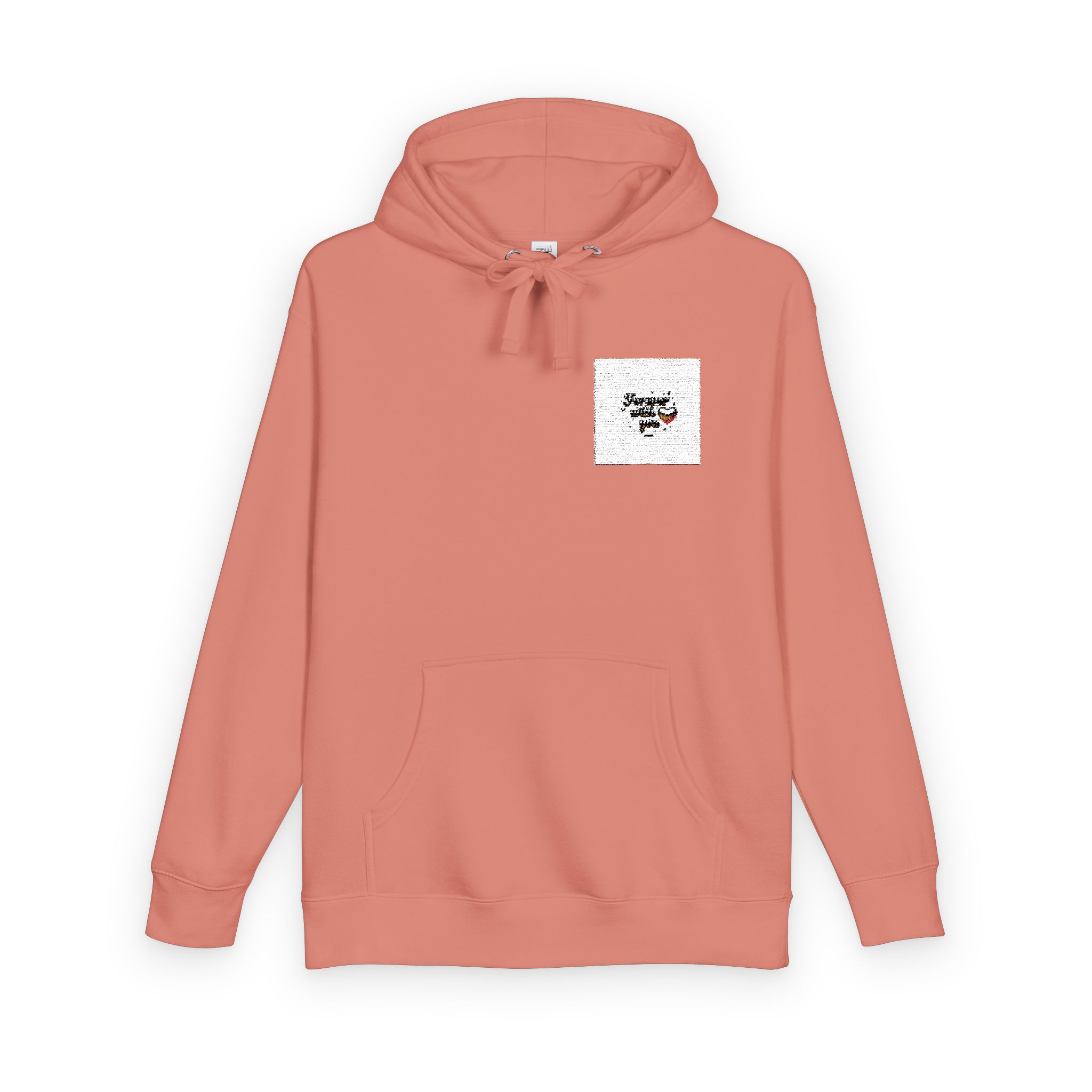 Cozy Coral Hoodie — Minimal Floral Pocket Heart Design - Image 2