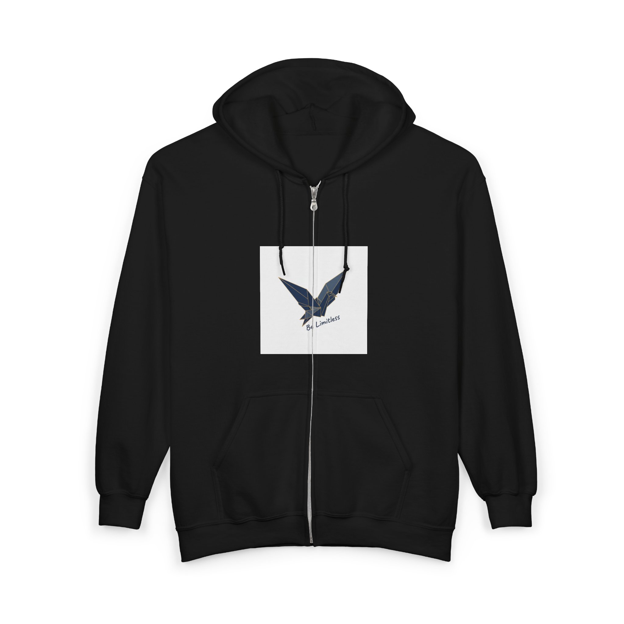 Dark Eagle Zip Hoodie - Minimalist Flying Bird Graphic - Image 3