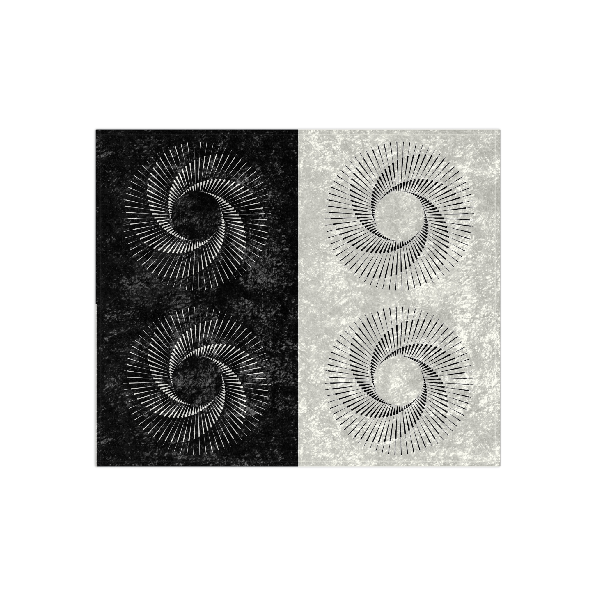 Crushed Velvet Throw Blanket — Monochrome Spiral Geometric Design - Image 2