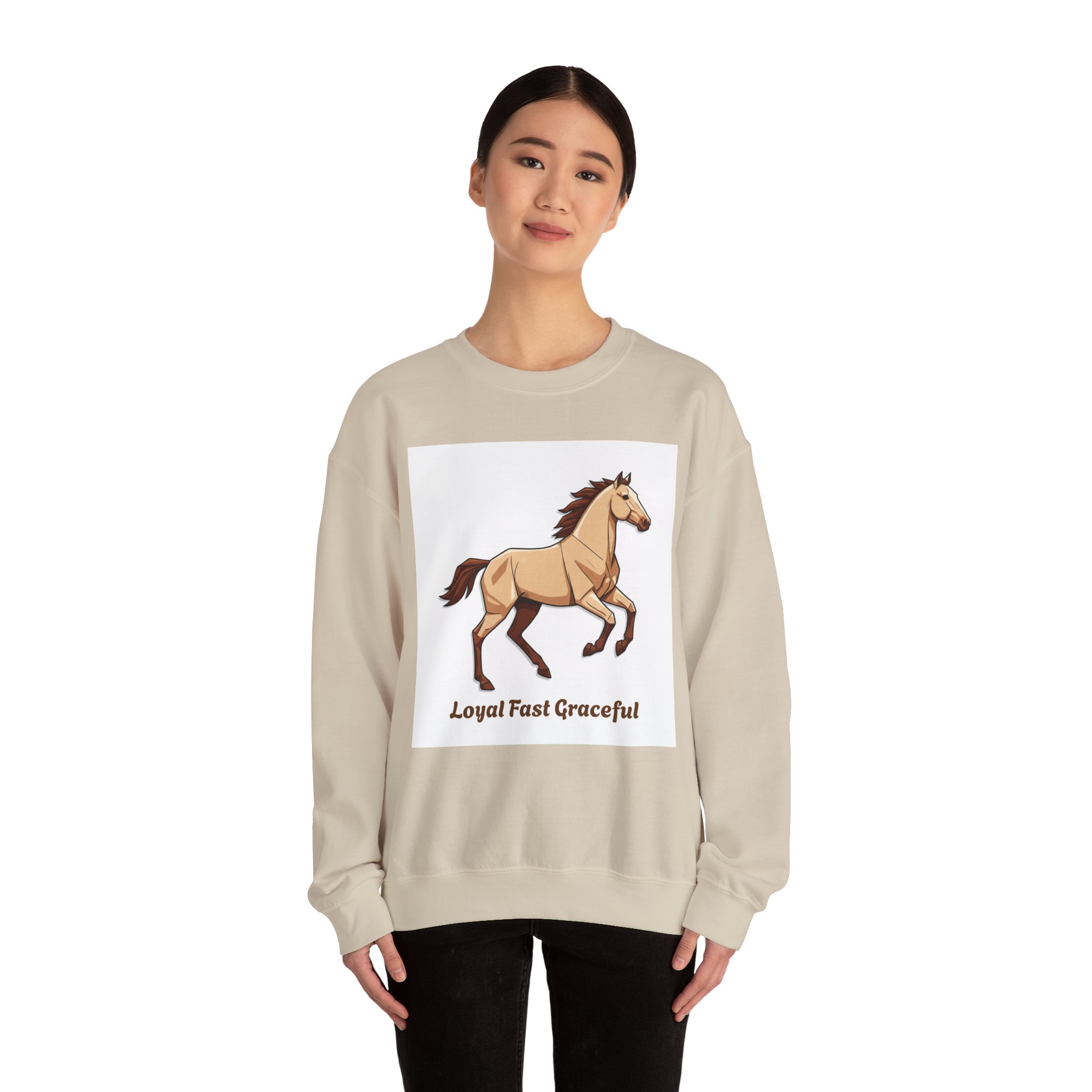 Horse Graphic Crewneck Sweatshirt — "Loyal Fast Graceful" - Image 20