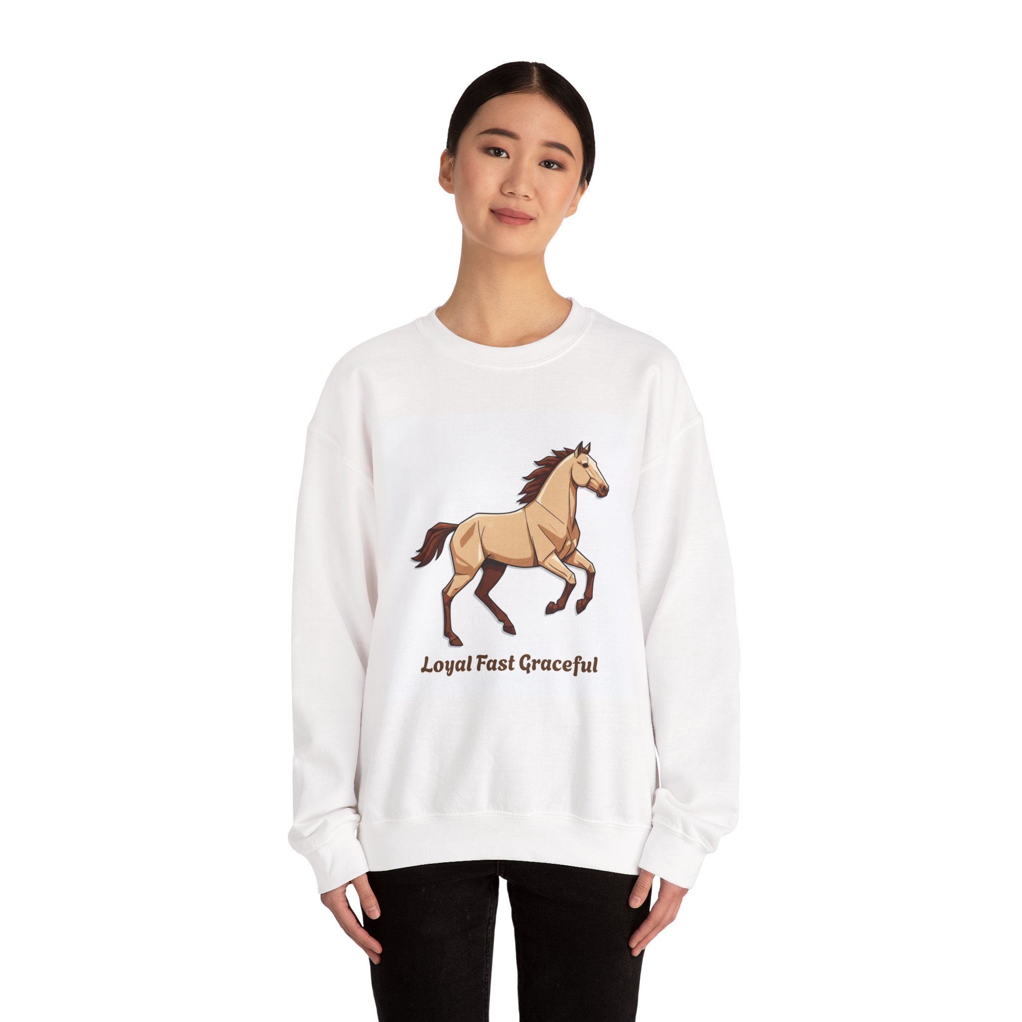 Horse Graphic Crewneck Sweatshirt — "Loyal Fast Graceful" - Image 4