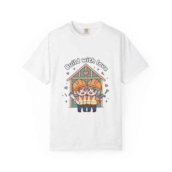 T-Shirt — "Built with Love" Cute Construction Crew Graphic Tee