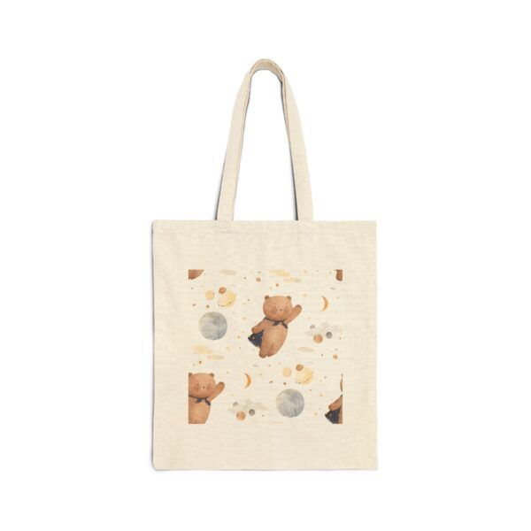 Canvas Tote Bag — Cute Floating Bear Space Pattern