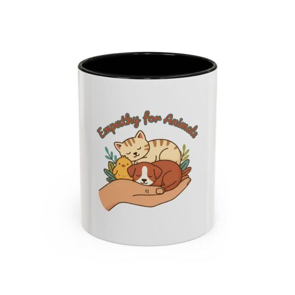 Accent Coffee Mug — "Everything for Animals" Cute Cat, Dog & Chick Rescue Design
