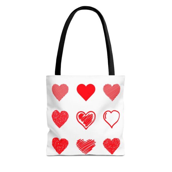 Heart Pattern Tote Bag — Red Scribble Hearts All-Over Print | Valentine Gift Tote