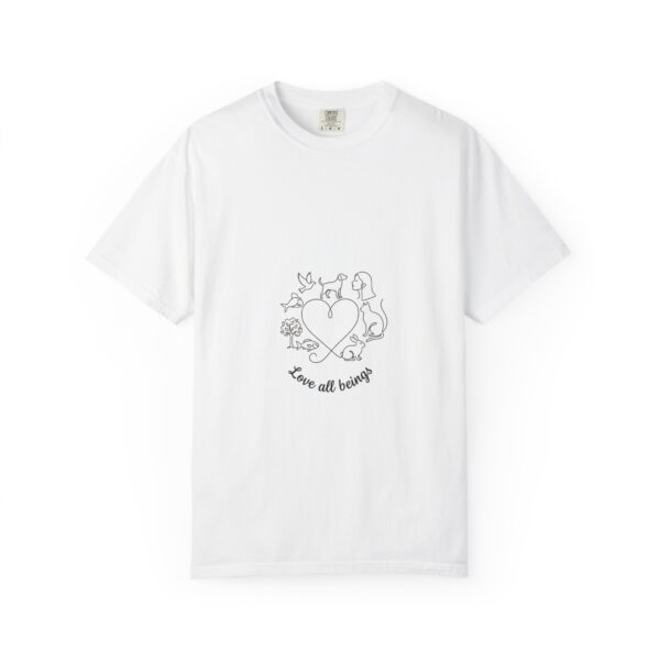 T-Shirt — "Love All Beings" Heart Animal Line Art Tee