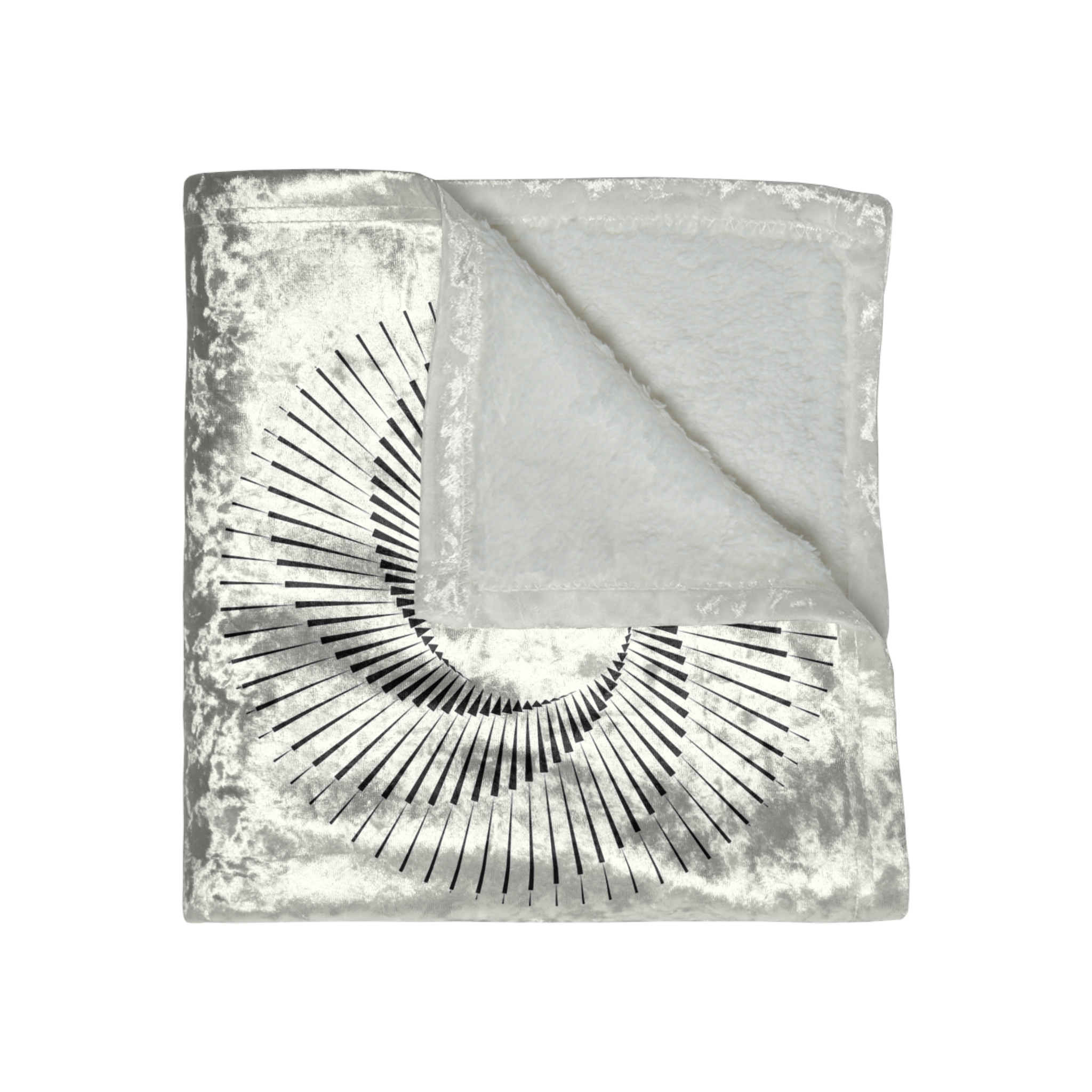 Crushed Velvet Throw Blanket — Monochrome Spiral Geometric Design - Image 3