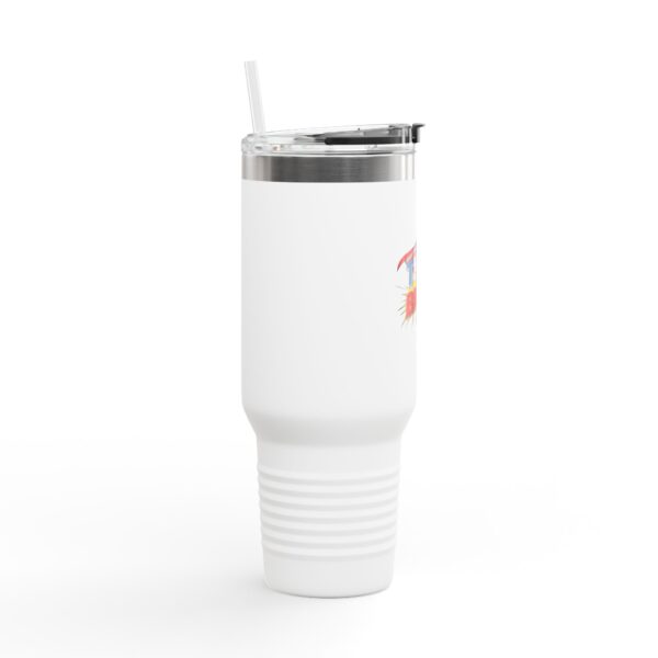 40oz Insulated Travel Mug — 'Think Bigger' Superhero Design
