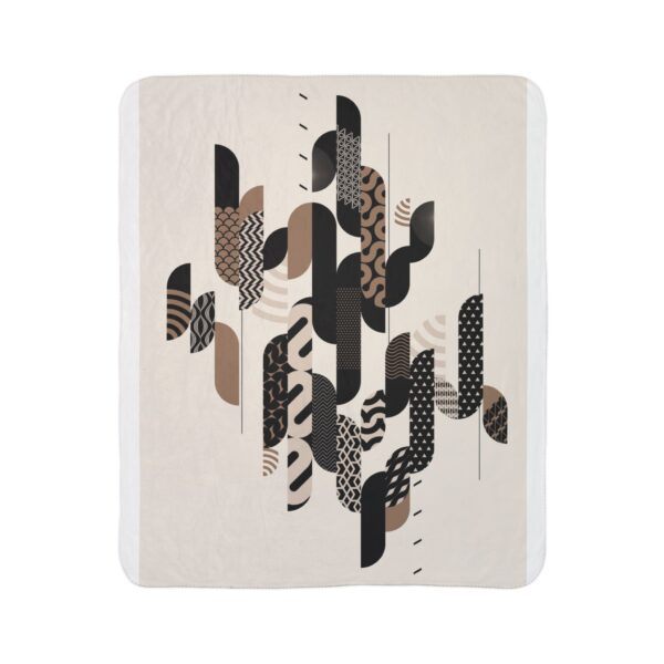 Abstract Geometric Sherpa Blanket — Neutral Modern Minimalist Throw