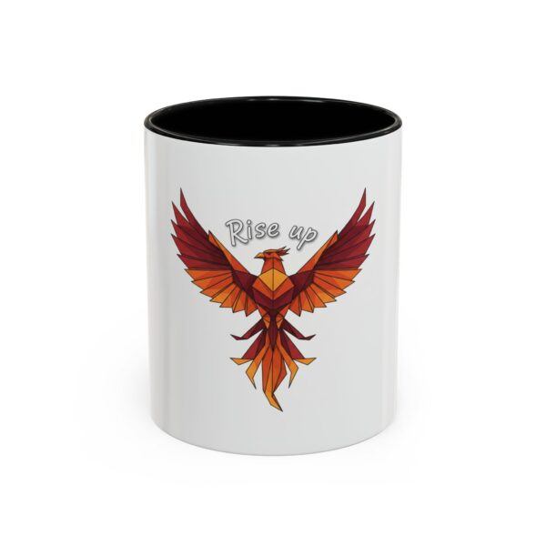 Rise Up Phoenix Accent Coffee Mug — Inspirational Ceramic Coffee Cup (11/15 oz)