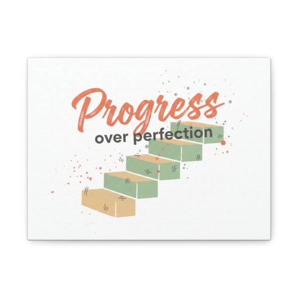 Progress Over Perfection Canvas Wall Art — Motivational Stairs Print