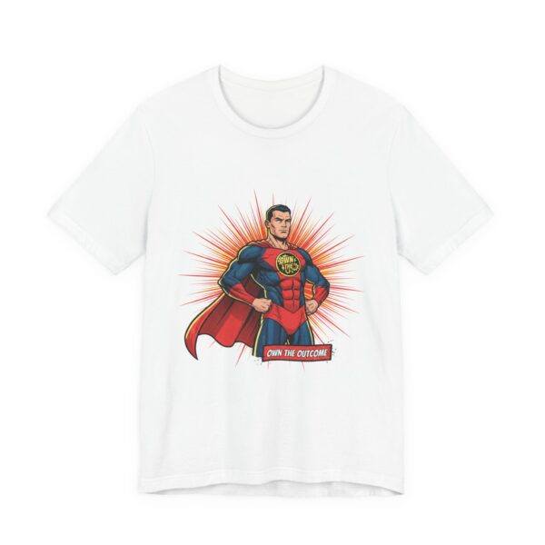 Superhero Illustration Tee — "Own the Outcome" Graphic T‑Shirt