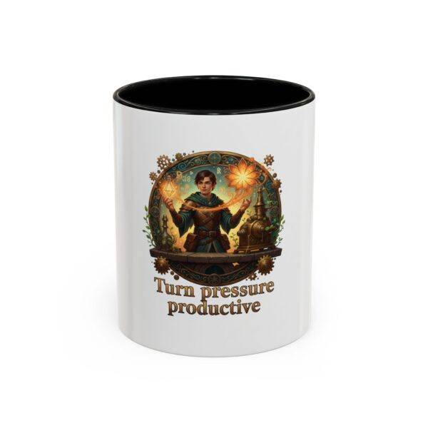 Turn Pressure Productive Coffee Mug — Motivational Fantasy Art Accent Mug (11/15oz)