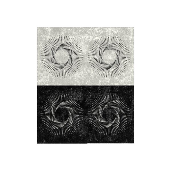 Crushed Velvet Throw Blanket — Monochrome Spiral Geometric Design