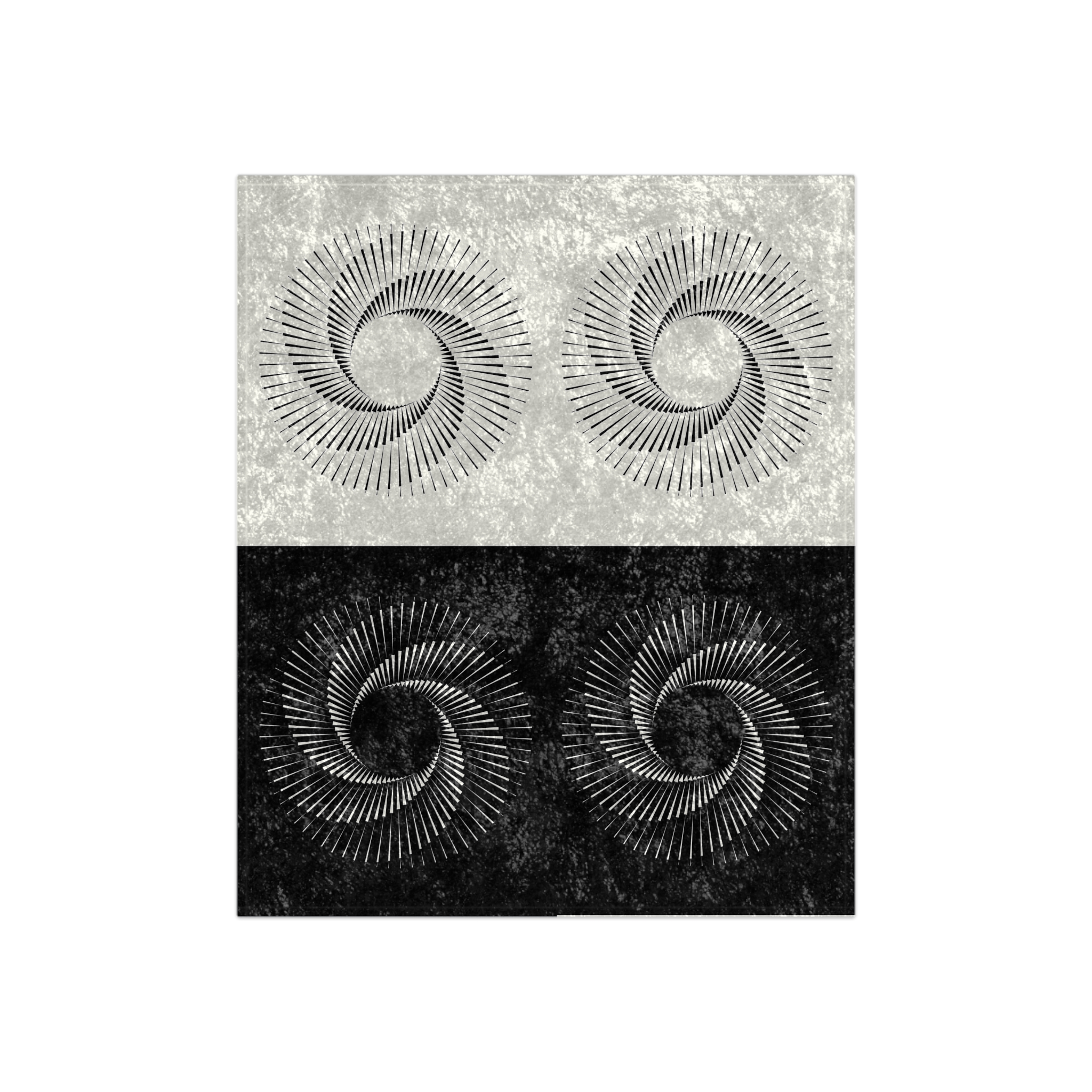 Crushed Velvet Throw Blanket — Monochrome Spiral Geometric Design