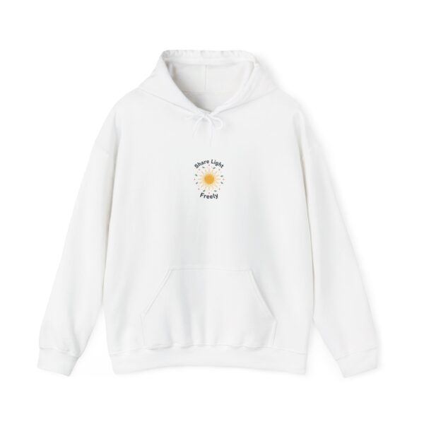Sunshine Vibes Hoodie — “Shine Light Freely” Minimal Sun Graphic