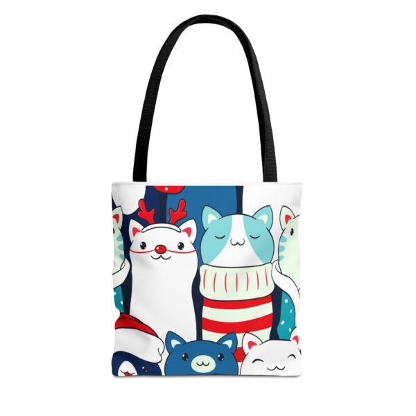 Cute Christmas Cat Tote Bag – Festive Kawaii Holiday Cats All-Over Print