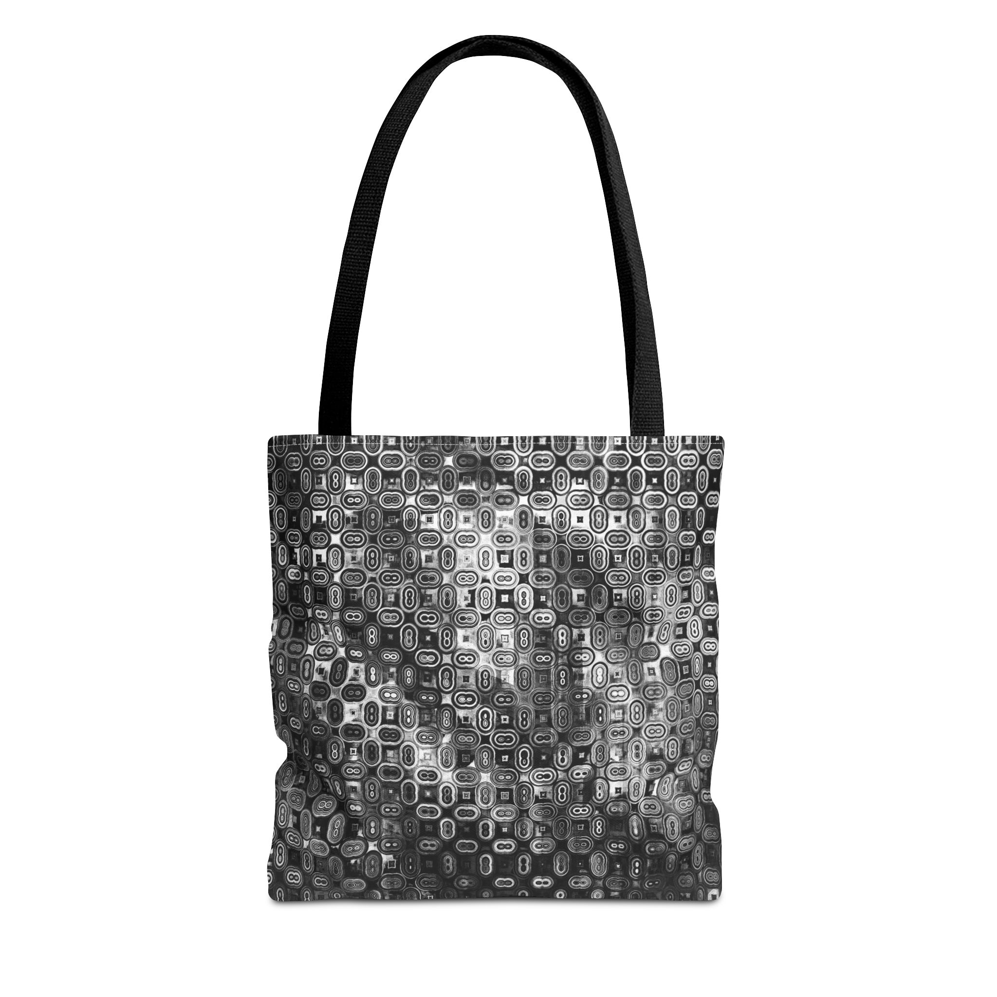 Monochrome Mosaic Tote Bag — Abstract Geometric All-Over Print