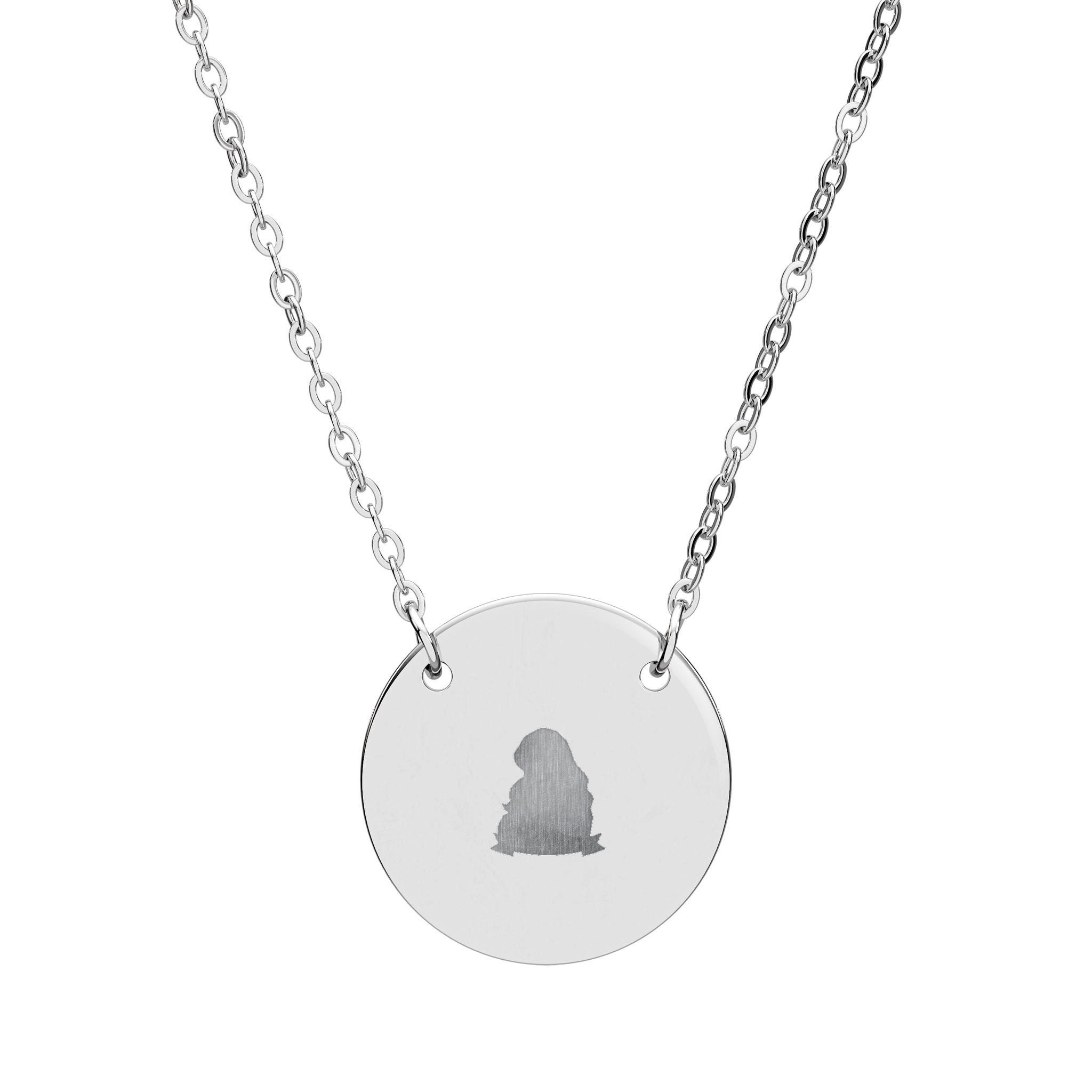 Engraved State Silhouette Circle Necklace — Personalized Maine Map Pendant