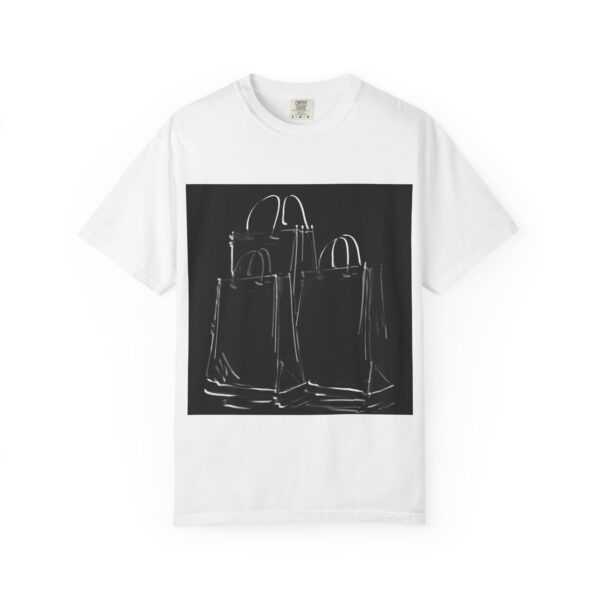 Shopping Bags Art T-Shirt — Minimalist Line Drawing Tee