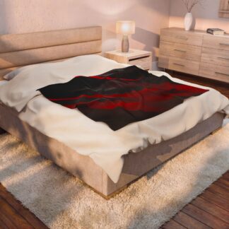 Velveteen Plush Blanket — Red & Black Abstract Stripe Throw