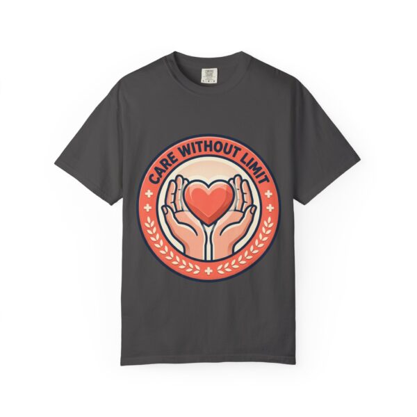 Care Without Limit T-Shirt — Hands Holding Heart Graphic