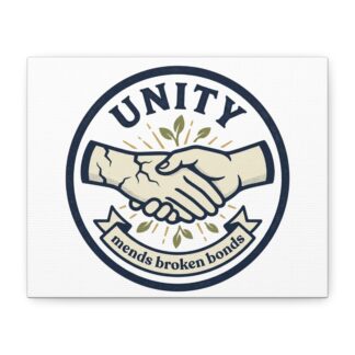 Canvas Wall Art - "Unity Mends Broken Bonds" Handshake Emblem