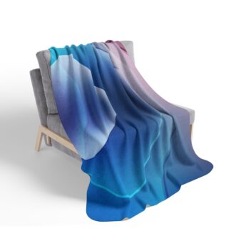 Abstract Blue Gradient Sherpa Blanket — Cozy Geometric Fleece Throw