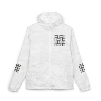 Windbreaker Jacket — Monochrome Woven Grid Graphic