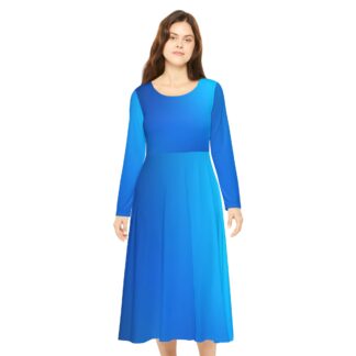 Blue Gradient Long Sleeve Dance Dress