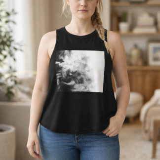 Crop Top — Black & White Smoke Graphic Women’s Crop Tank