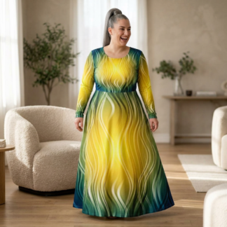 Dance Dress — Long Sleeve AOP Floral Glow Swirl
