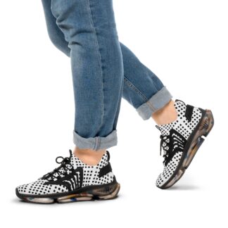 Men's Black Grid Mesh Sneakers — Lightweight Breathable Athletic Shoes